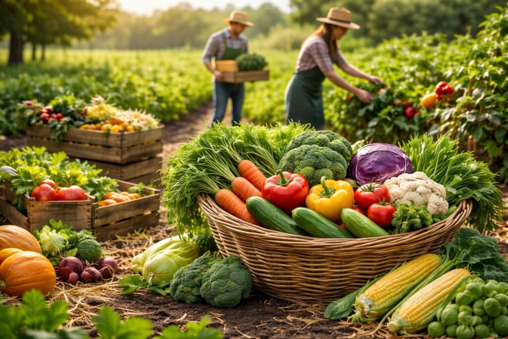 Seasonal organic vegetables grown naturally